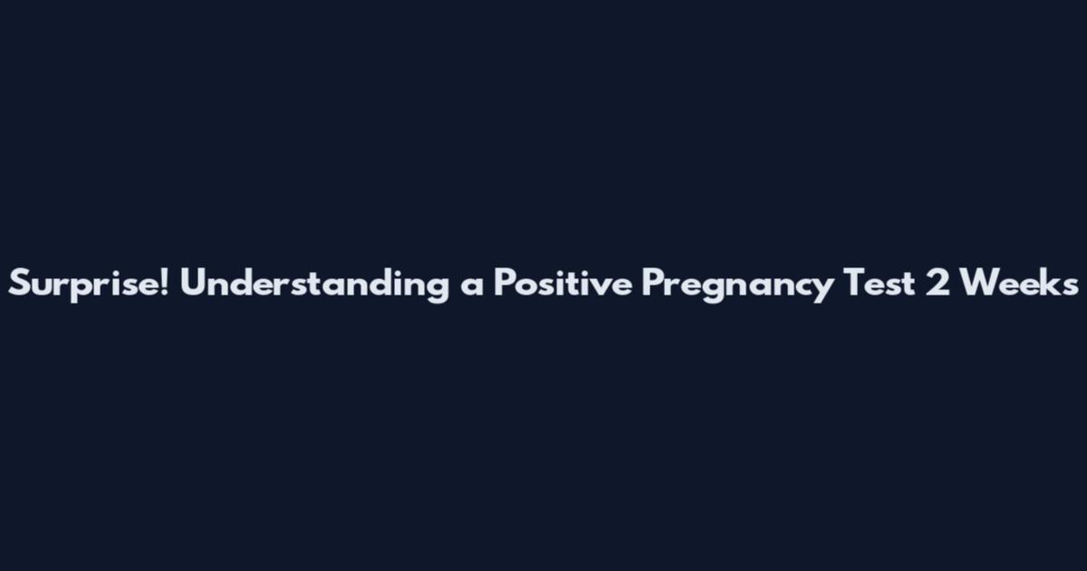 Surprise! Understanding a Positive Pregnancy Test 2 Weeks
