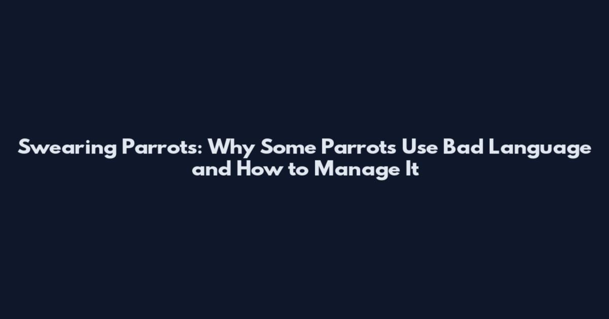 Swearing Parrots: Why Some Parrots Use Bad Language and How to Manage It