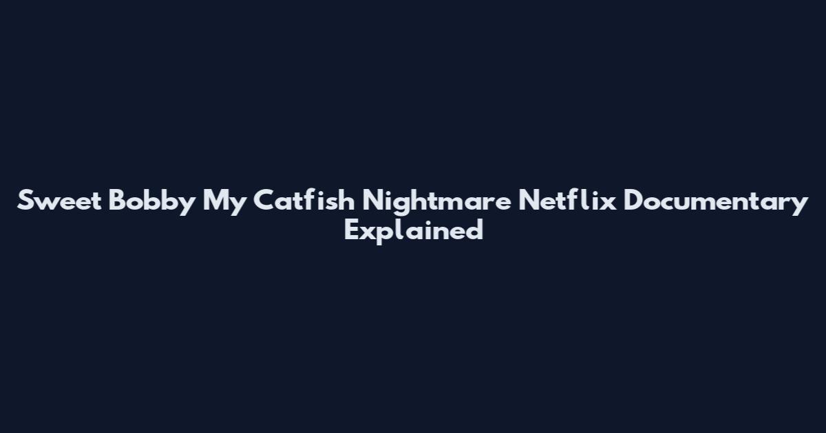 Sweet Bobby My Catfish Nightmare Netflix Documentary Explained