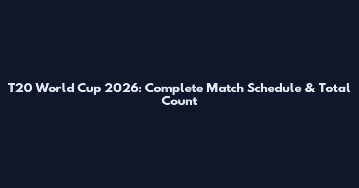 T20 World Cup 2026: Complete Match Schedule & Total Count