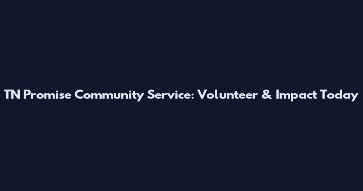 TN Promise Community Service: Volunteer & Impact Today