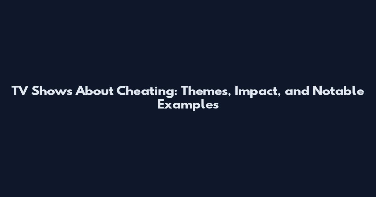 TV Shows About Cheating: Themes, Impact, and Notable Examples