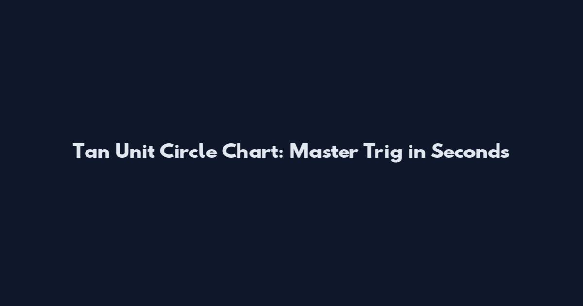 Tan Unit Circle Chart: Master Trig in Seconds