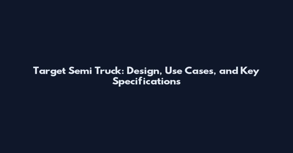 Target Semi Truck: Design, Use Cases, and Key Specifications
