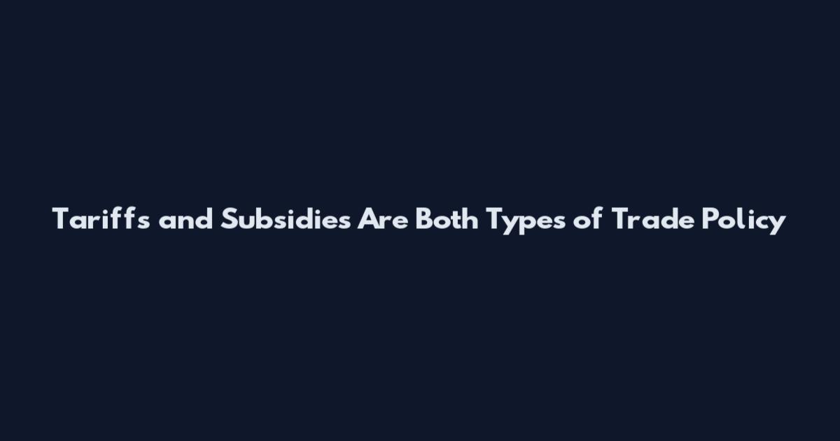 Tariffs and Subsidies Are Both Types of Trade Policy