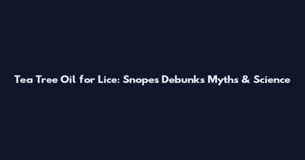 Tea Tree Oil for Lice: Snopes Debunks Myths & Science