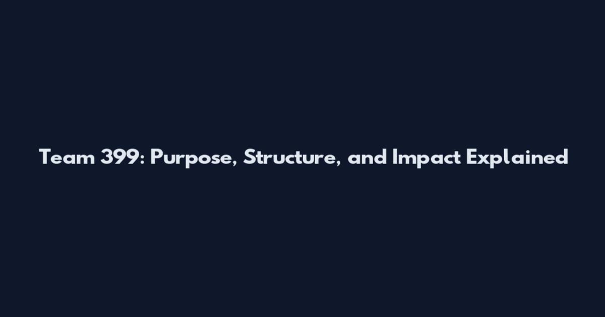 Team 399: Purpose, Structure, and Impact Explained