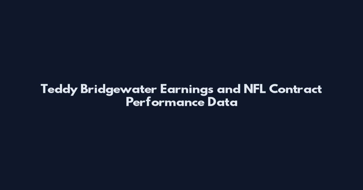 Teddy Bridgewater Earnings and NFL Contract Performance Data