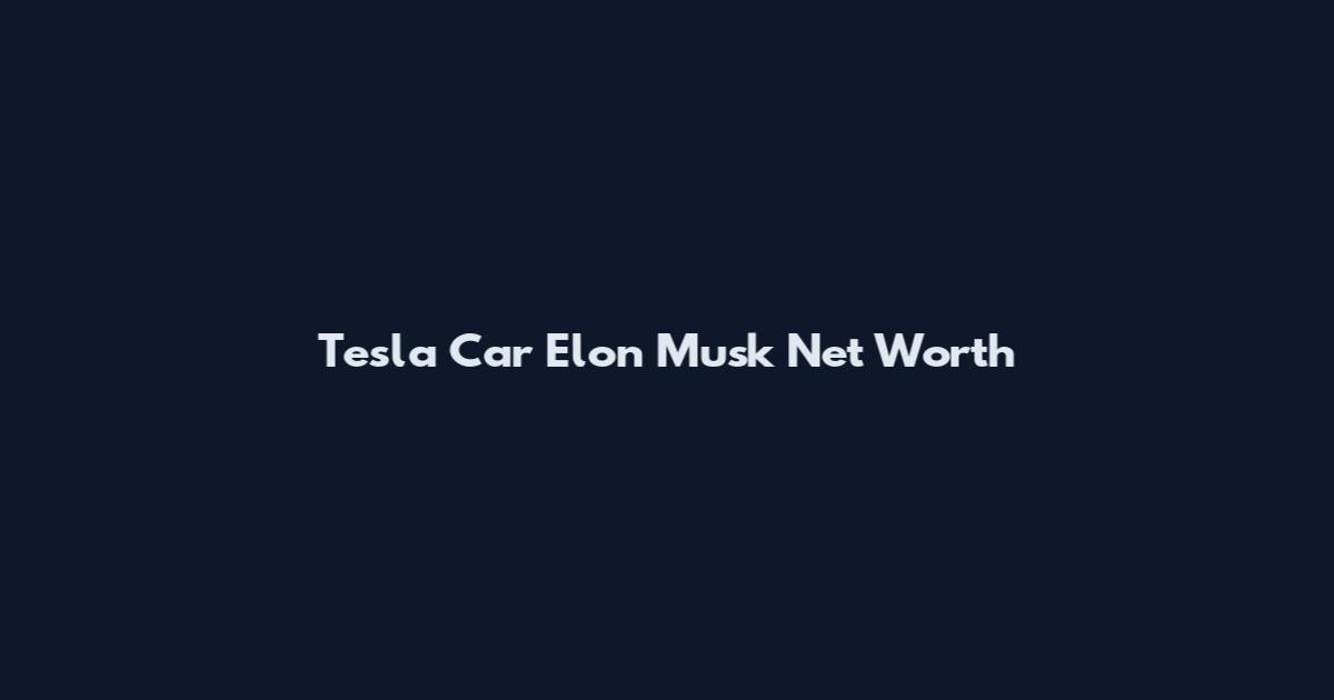 Tesla Car Elon Musk Net Worth