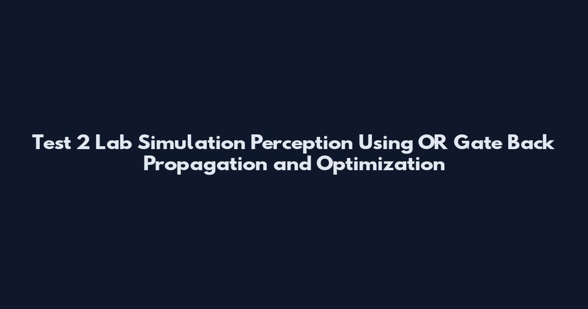 Test 2 Lab Simulation Perception Using OR Gate Back Propagation and Optimization