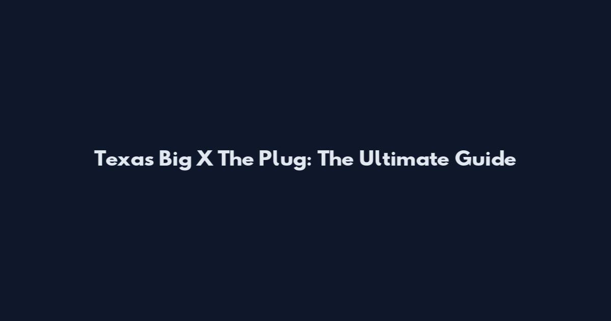 Texas Big X The Plug: The Ultimate Guide