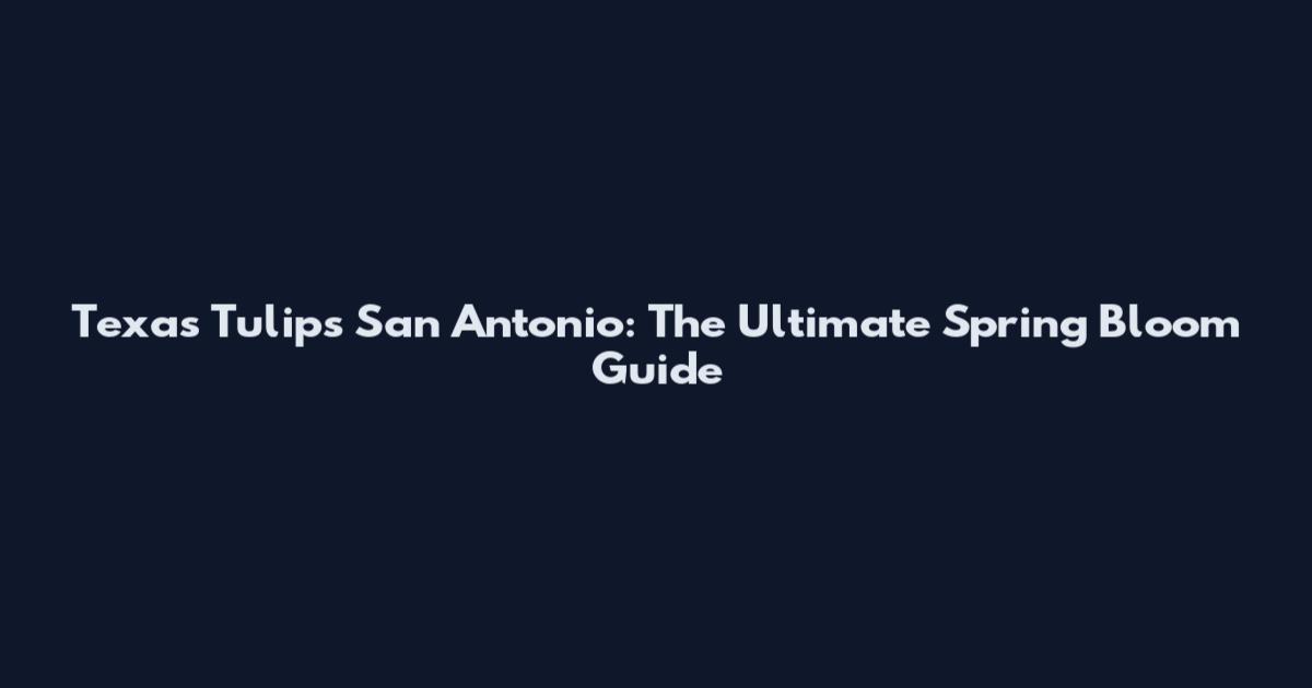 Texas Tulips San Antonio: The Ultimate Spring Bloom Guide