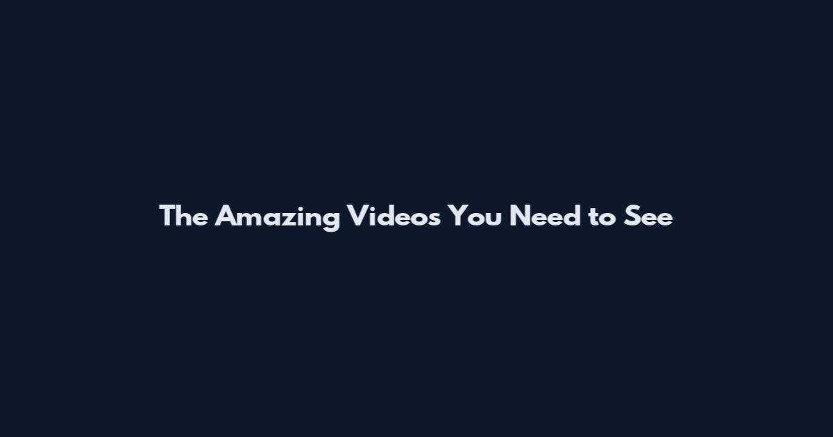 The Amazing Videos You Need to See