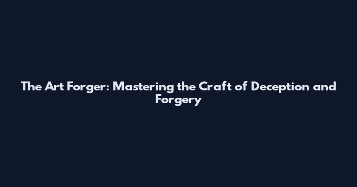 The Art Forger: Mastering the Craft of Deception and Forgery