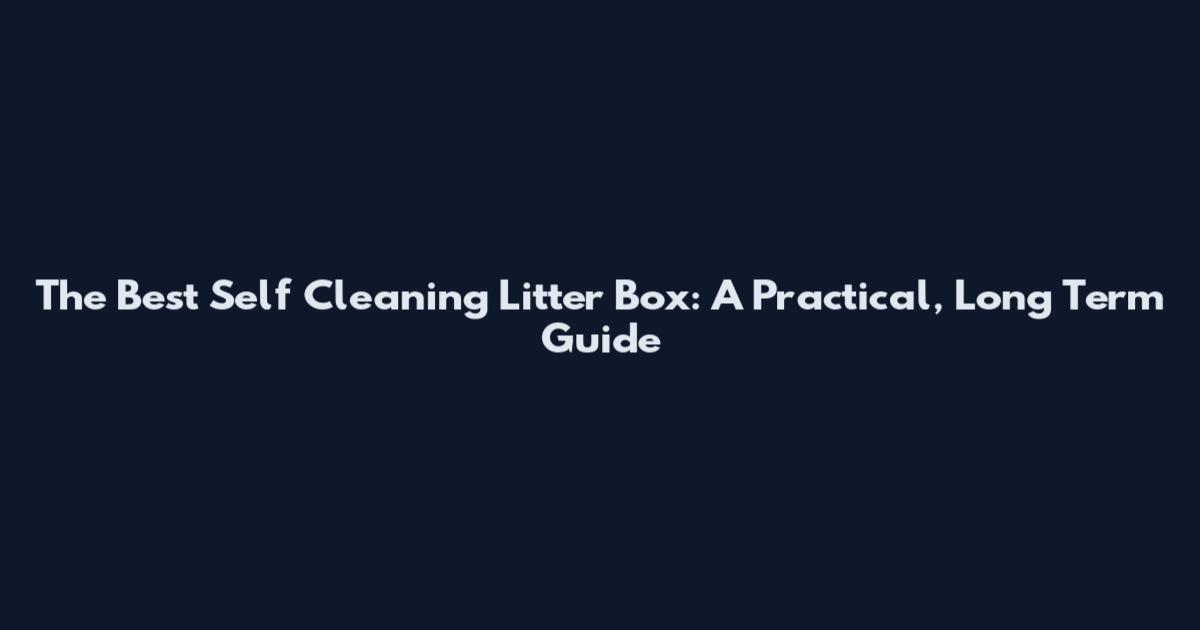The Best Self Cleaning Litter Box: A Practical, Long Term Guide