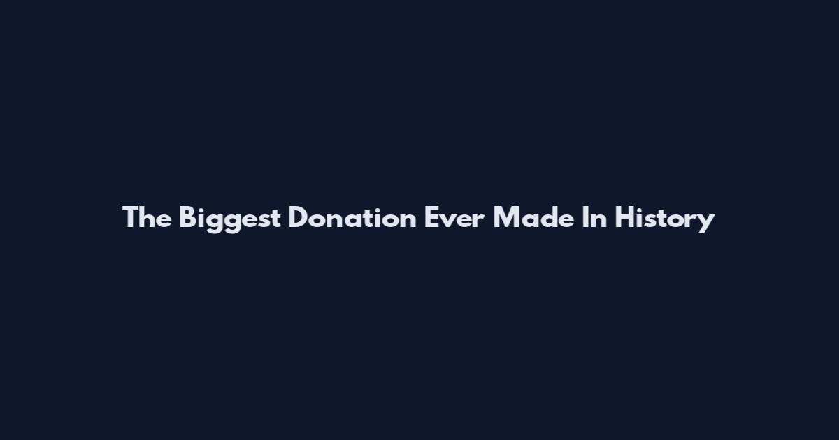 The Biggest Donation Ever Made In History