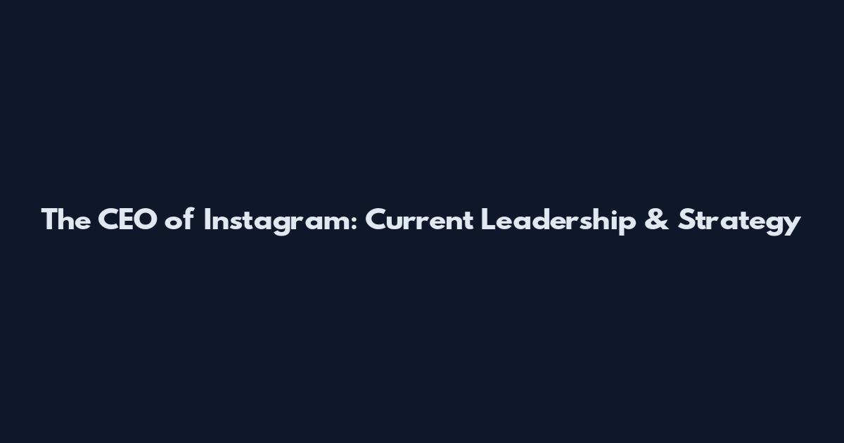 The CEO of Instagram: Current Leadership & Strategy