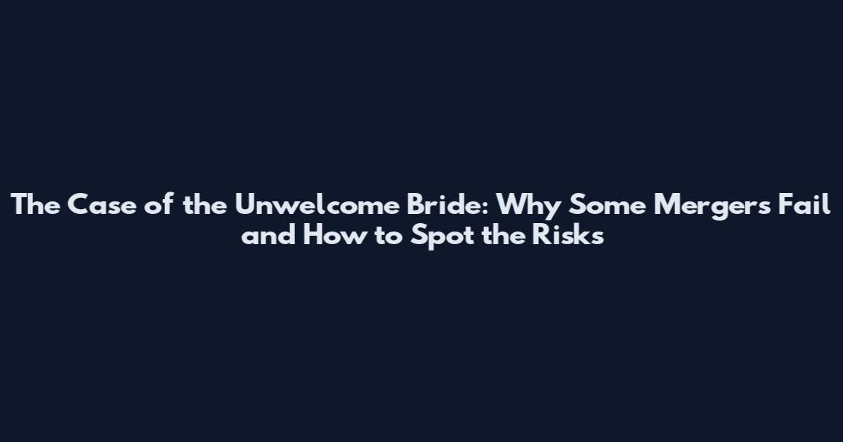 The Case of the Unwelcome Bride: Why Some Mergers Fail and How to Spot the Risks