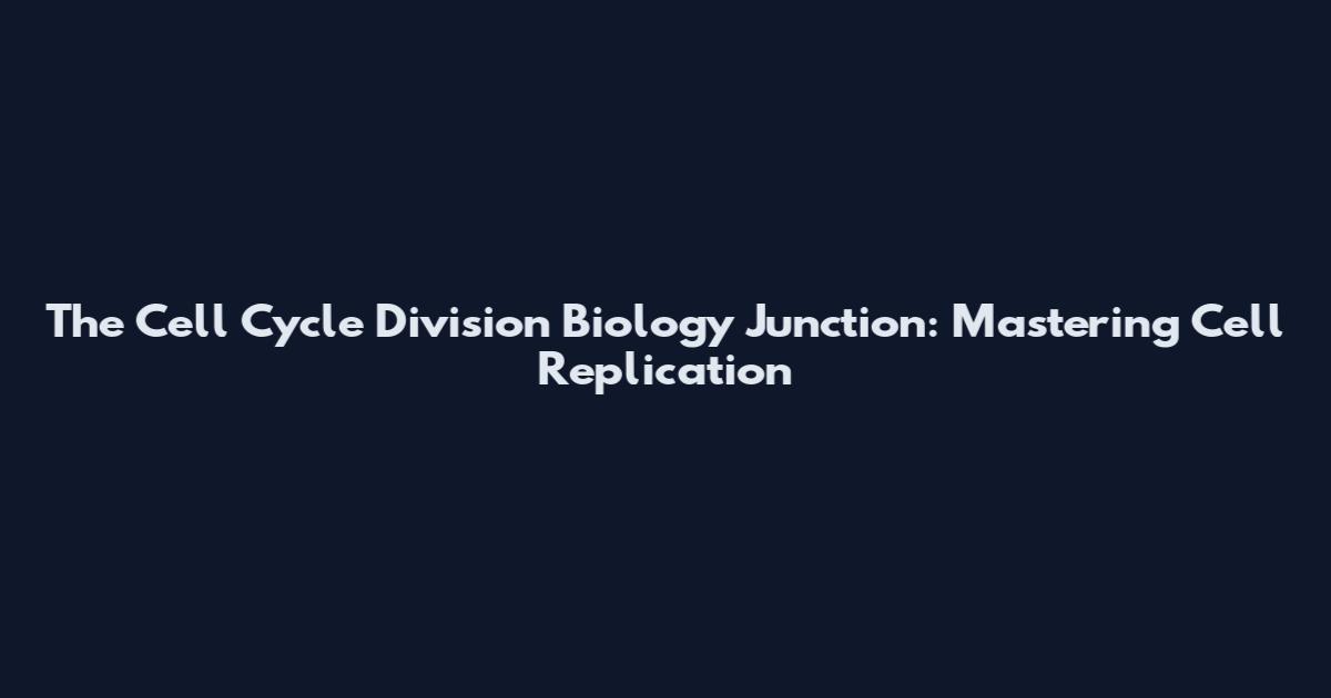 The Cell Cycle Division Biology Junction: Mastering Cell Replication