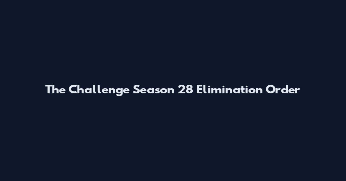 The Challenge Season 28 Elimination Order