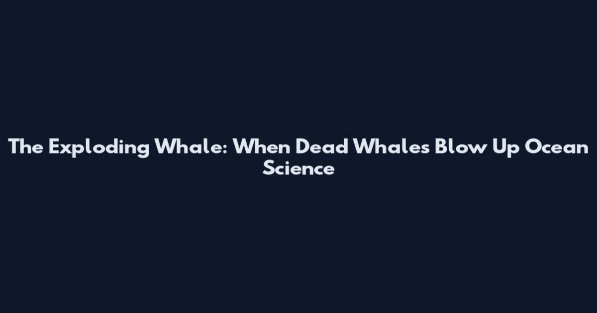 The Exploding Whale: When Dead Whales Blow Up Ocean Science