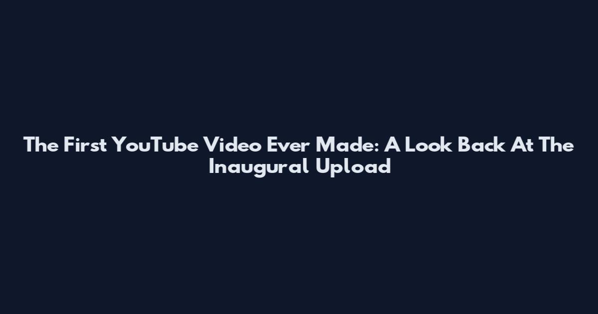 The First YouTube Video Ever Made: A Look Back At The Inaugural Upload