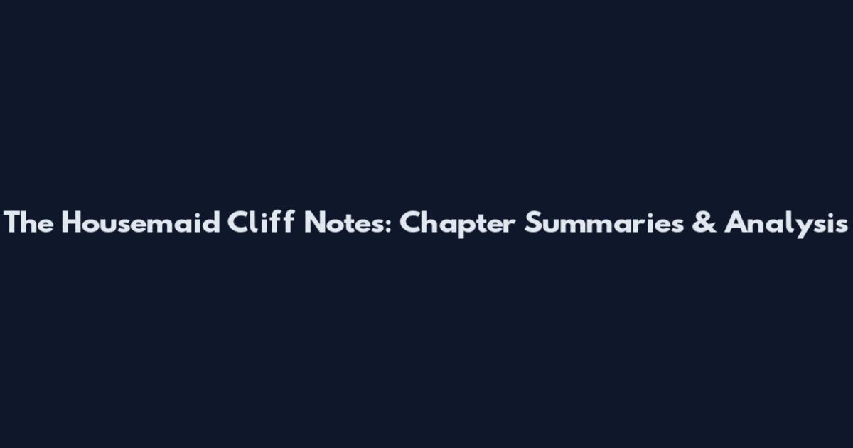 The Housemaid Cliff Notes: Chapter Summaries & Analysis