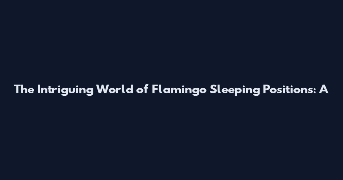 The Intriguing World of Flamingo Sleeping Positions: A