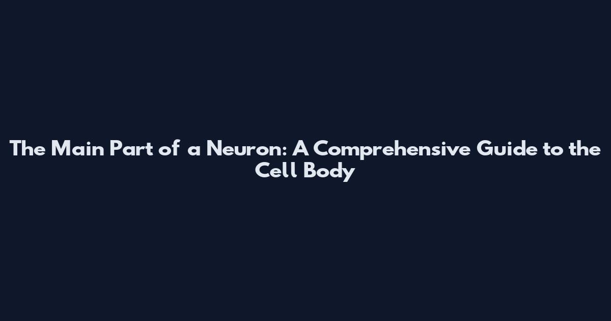 The Main Part of a Neuron: A Comprehensive Guide to the Cell Body