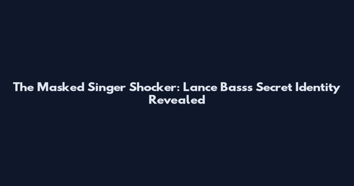 The Masked Singer Shocker: Lance Bass's Secret Identity Revealed