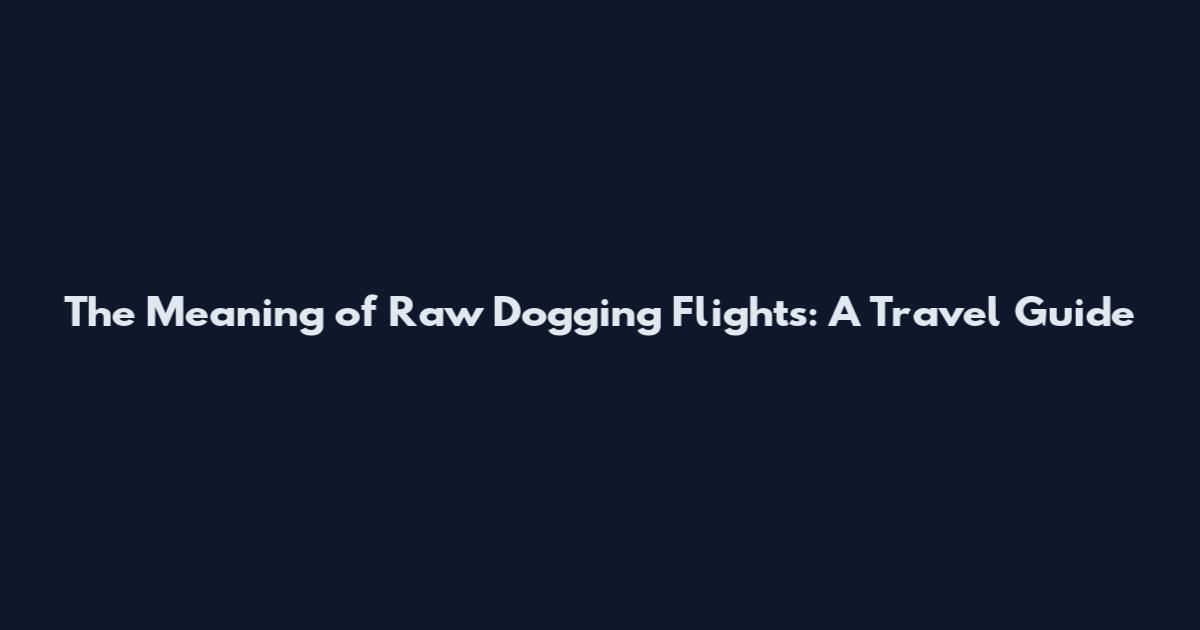 The Meaning of Raw Dogging Flights: A Travel Guide