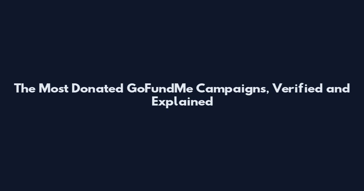 The Most Donated GoFundMe Campaigns, Verified and Explained