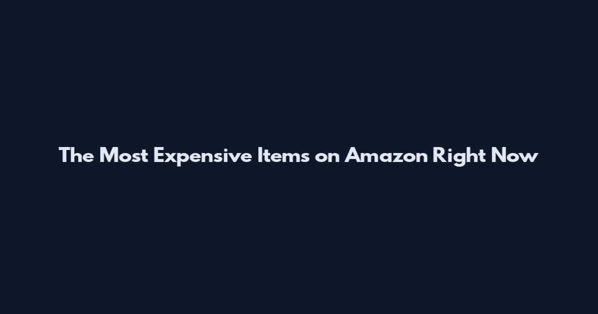 The Most Expensive Items on Amazon Right Now
