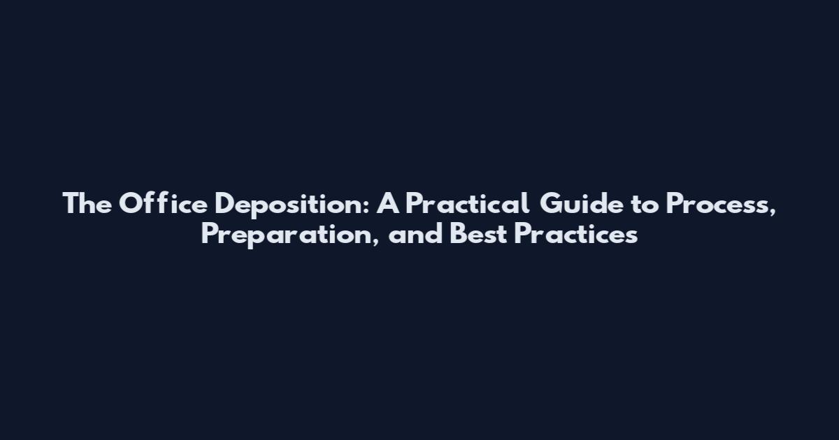 The Office Deposition: A Practical Guide to Process, Preparation, and Best Practices