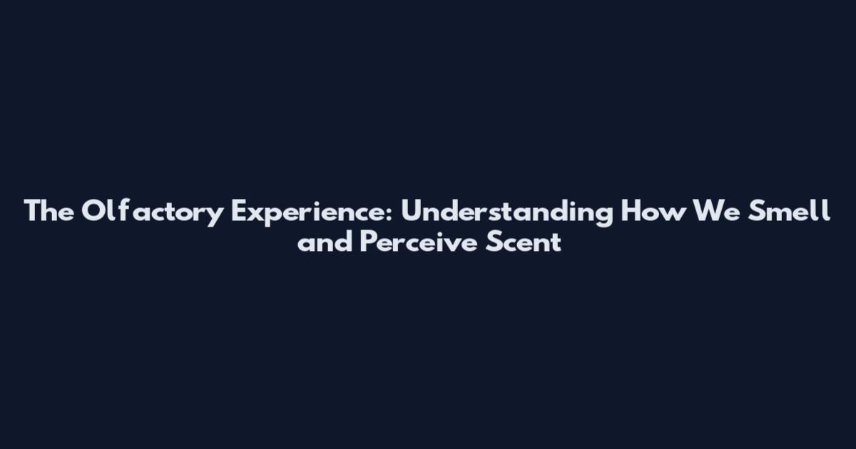 The Olfactory Experience: Understanding How We Smell and Perceive Scent