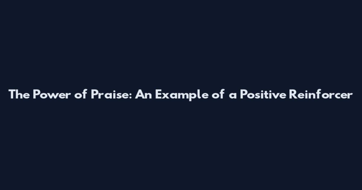 The Power of Praise: An Example of a Positive Reinforcer
