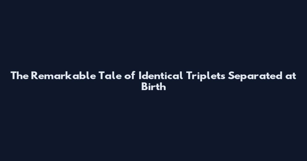 The Remarkable Tale of Identical Triplets Separated at Birth