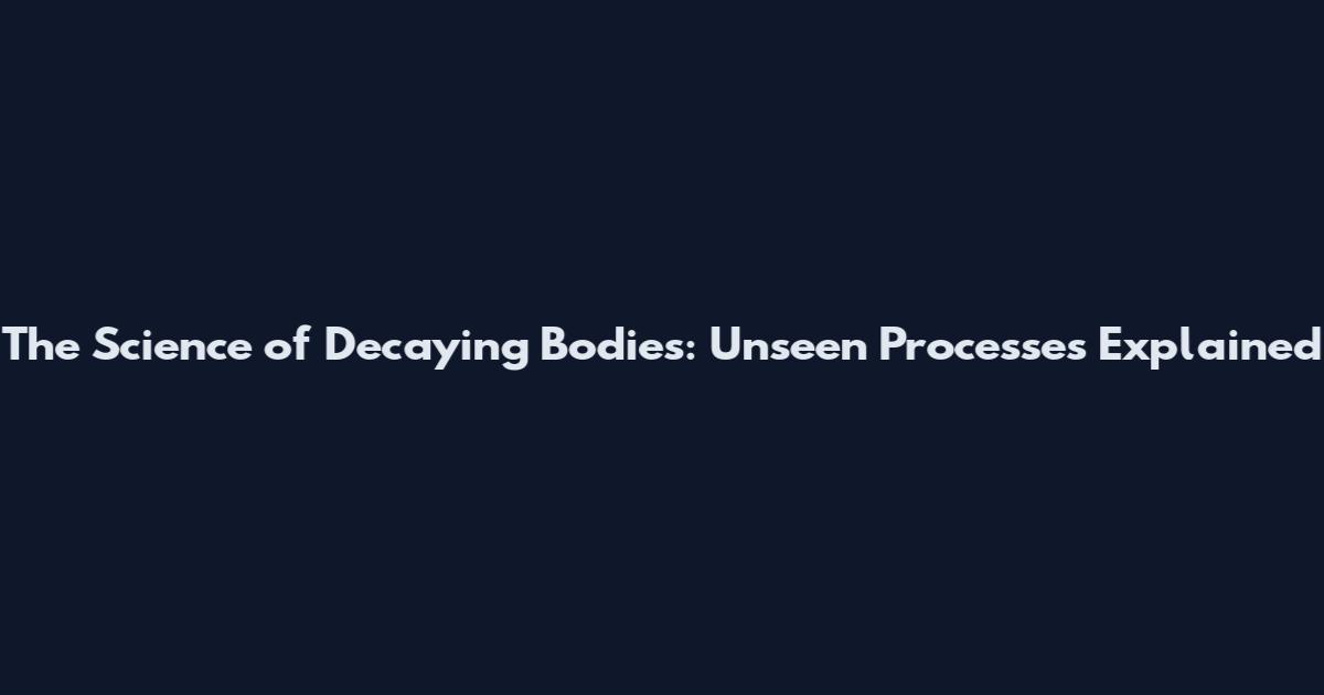 The Science of Decaying Bodies: Unseen Processes Explained