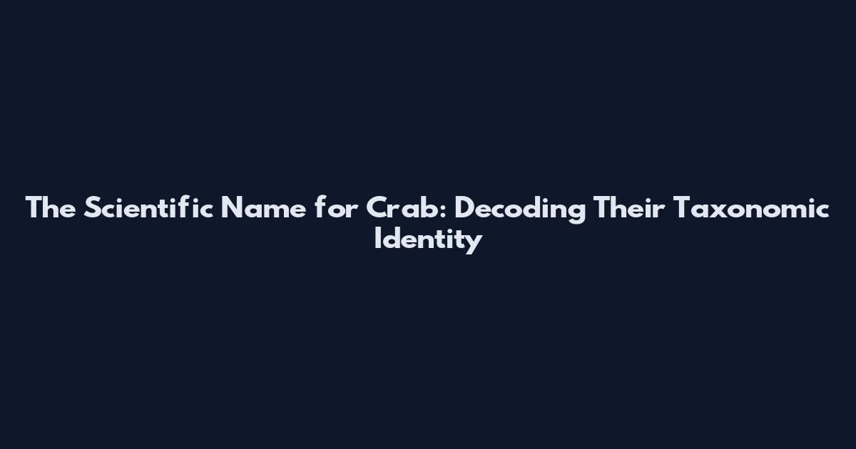 The Scientific Name for Crab: Decoding Their Taxonomic Identity