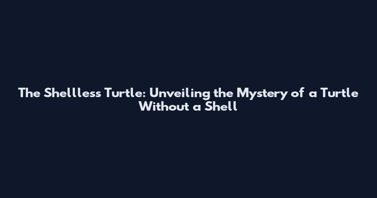 The Shellless Turtle: Unveiling the Mystery of a Turtle Without a Shell