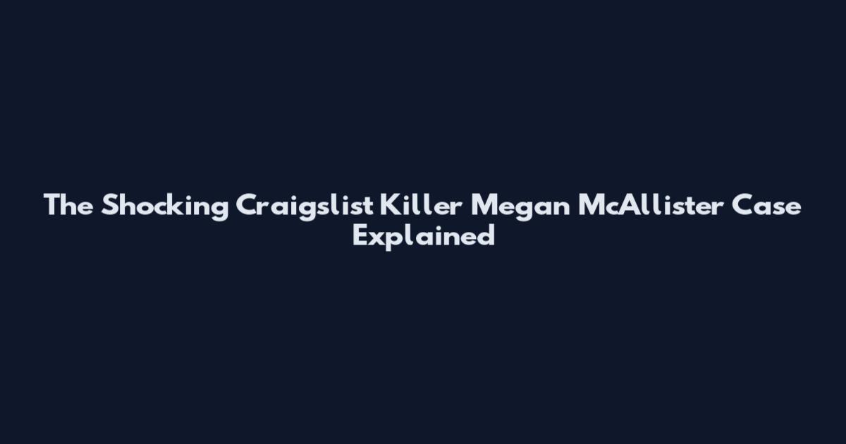The Shocking Craigslist Killer Megan McAllister Case Explained