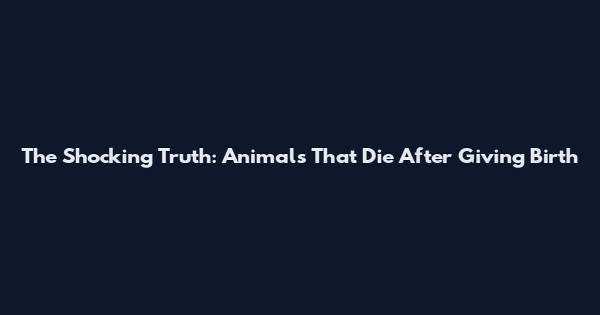 The Shocking Truth: Animals That Die After Giving Birth