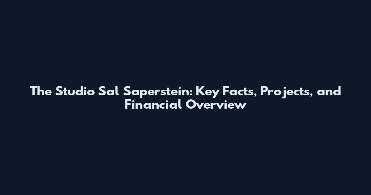 The Studio Sal Saperstein: Key Facts, Projects, and Financial Overview