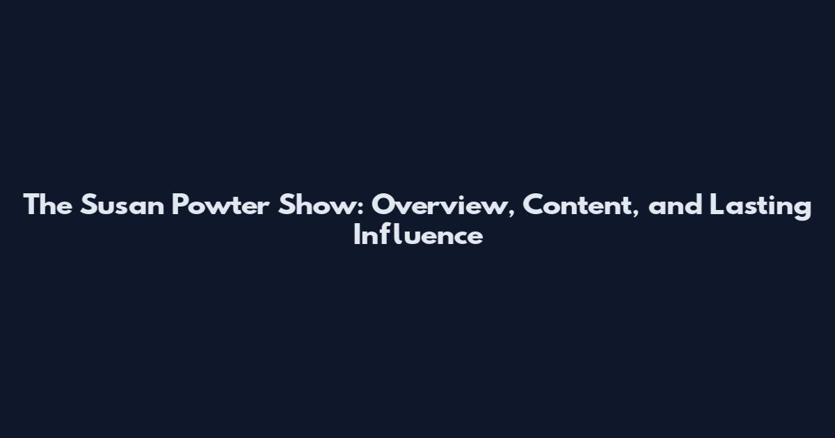 The Susan Powter Show: Overview, Content, and Lasting Influence