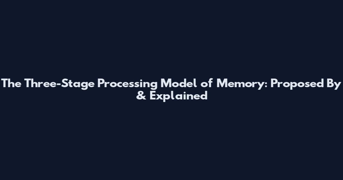 The Three-Stage Processing Model of Memory: Proposed By & Explained