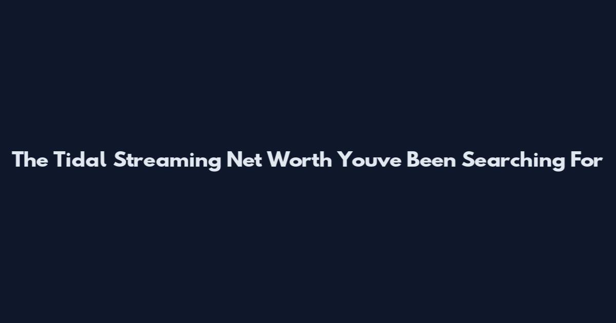 The Tidal Streaming Net Worth You've Been Searching For