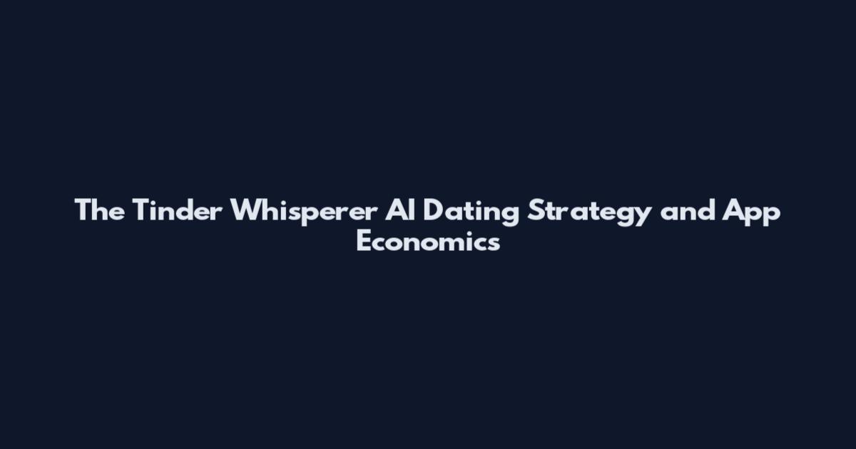 The Tinder Whisperer AI Dating Strategy and App Economics