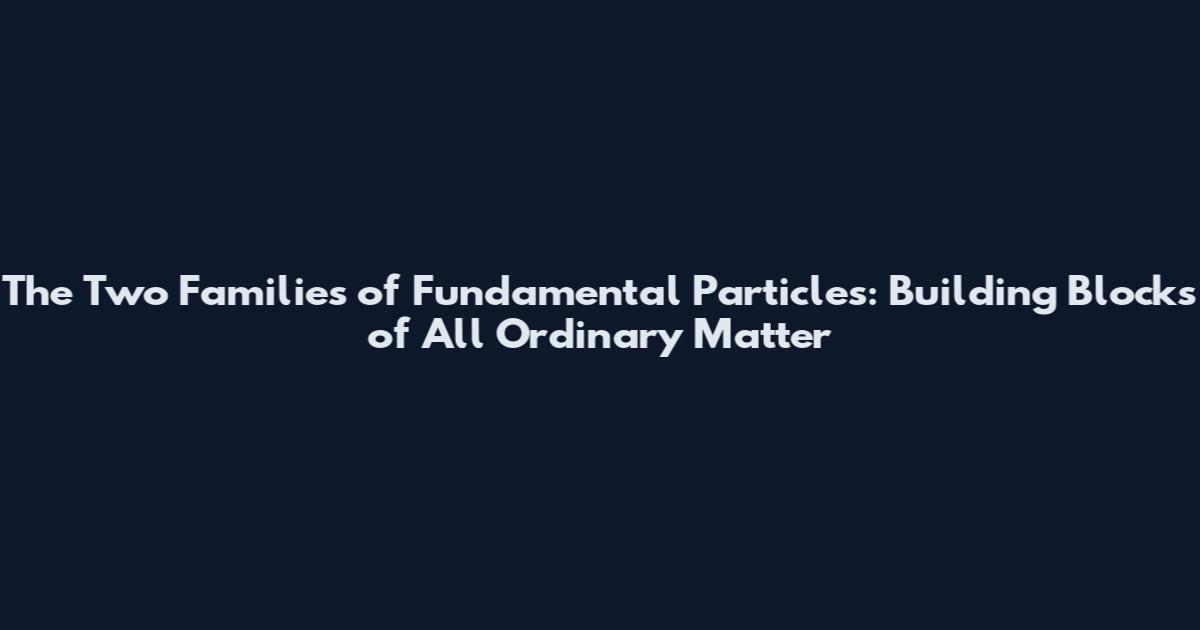 The Two Families of Fundamental Particles: Building Blocks of All Ordinary Matter