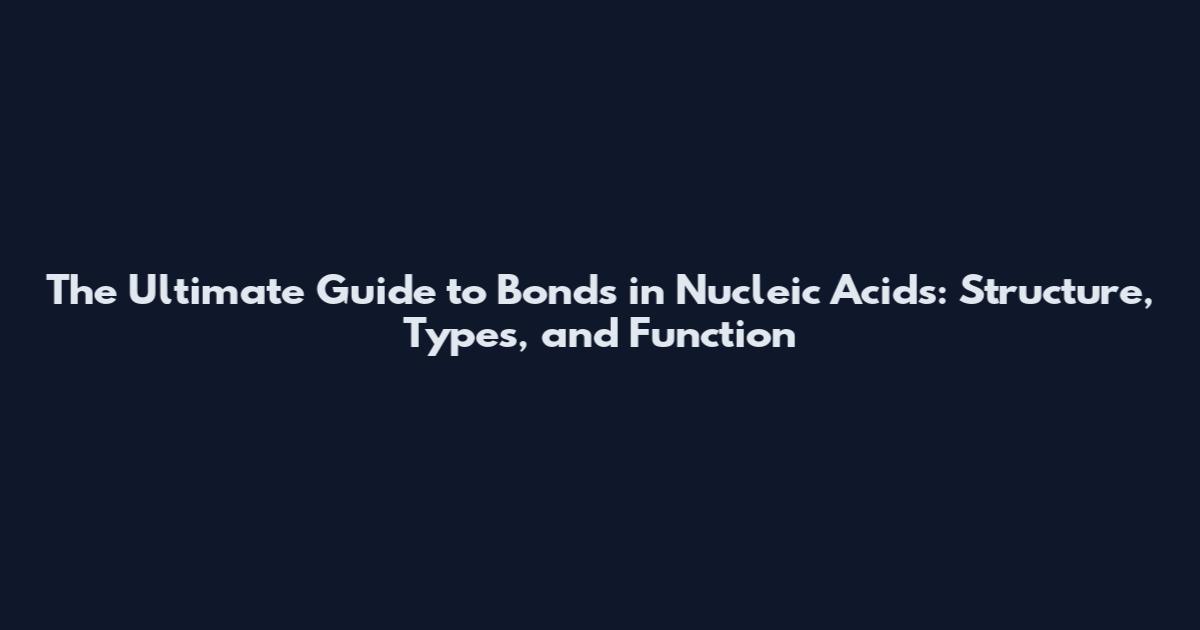 The Ultimate Guide to Bonds in Nucleic Acids: Structure, Types, and Function