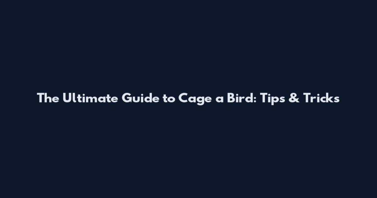 The Ultimate Guide to Cage a Bird: Tips & Tricks